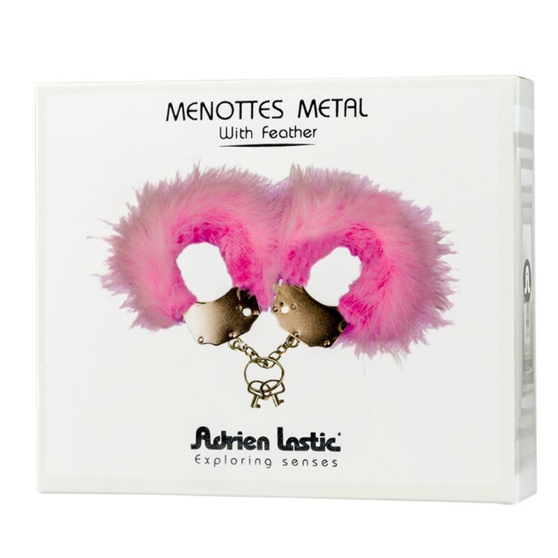 ADRIEN LASTIC – MENOTTES EN MÉTAL À PLUMES ROSE