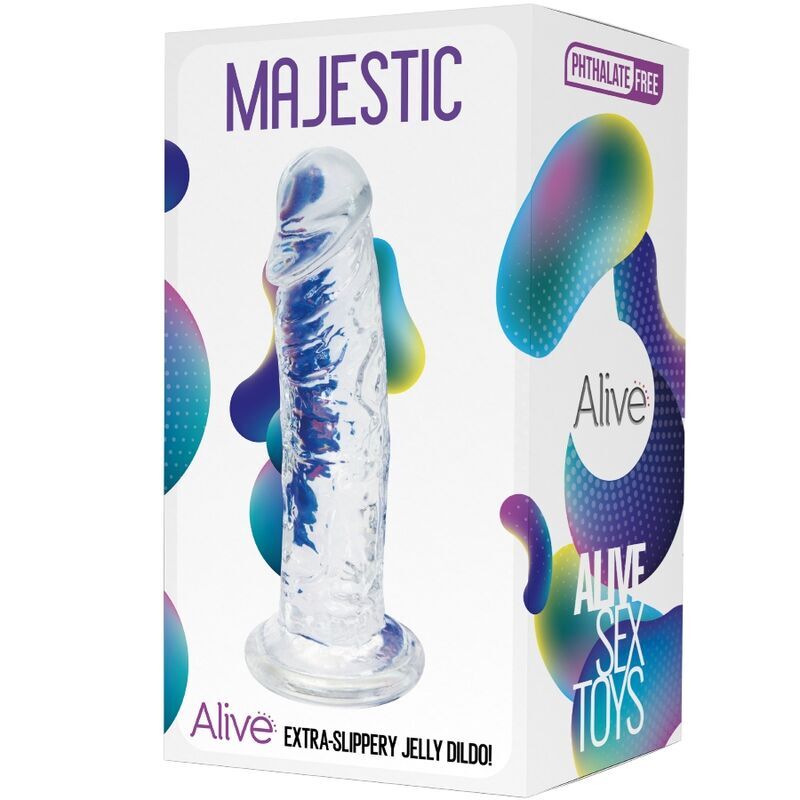ALIVE – PÉNIS RÉALISTE MAJESTIC TRANSPARENT 14,7 CM