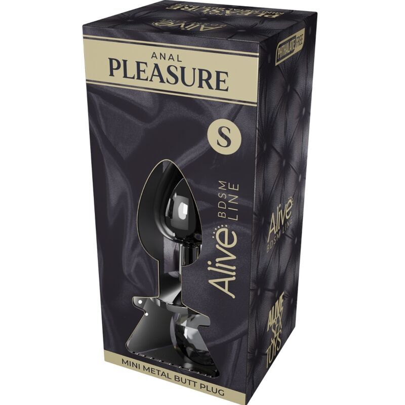ALIVE – MINI PLUG DE PLAISIR ANAL MÉTAL NOIR TAILLE S
