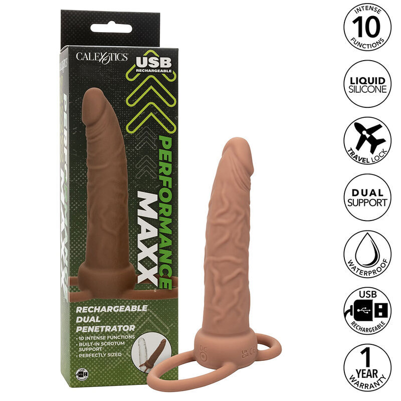CALEXOTICS – PERFORMANCE MAXX RECHARGEABLE DOUBLE PÉNÉTRATEUR PEAU BRUN