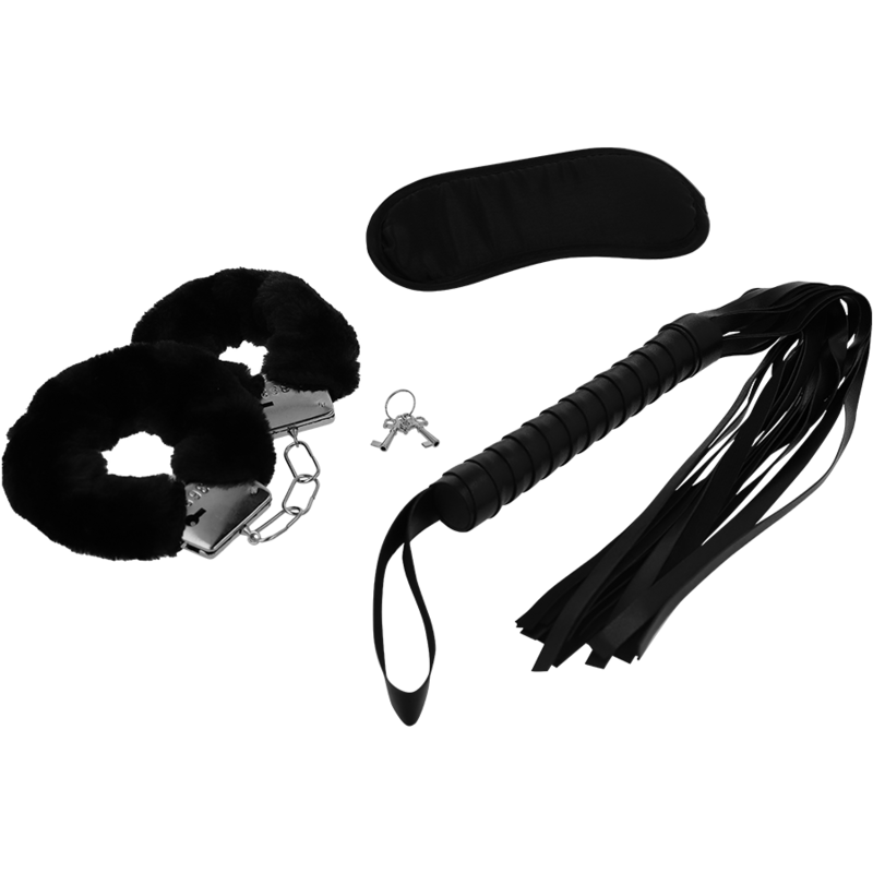 INTENSE – FETISH PLAYSET ÉROTIQUE 1 AVEC MENOTTES, MASQUE AVEUGLE ET FLOGGER