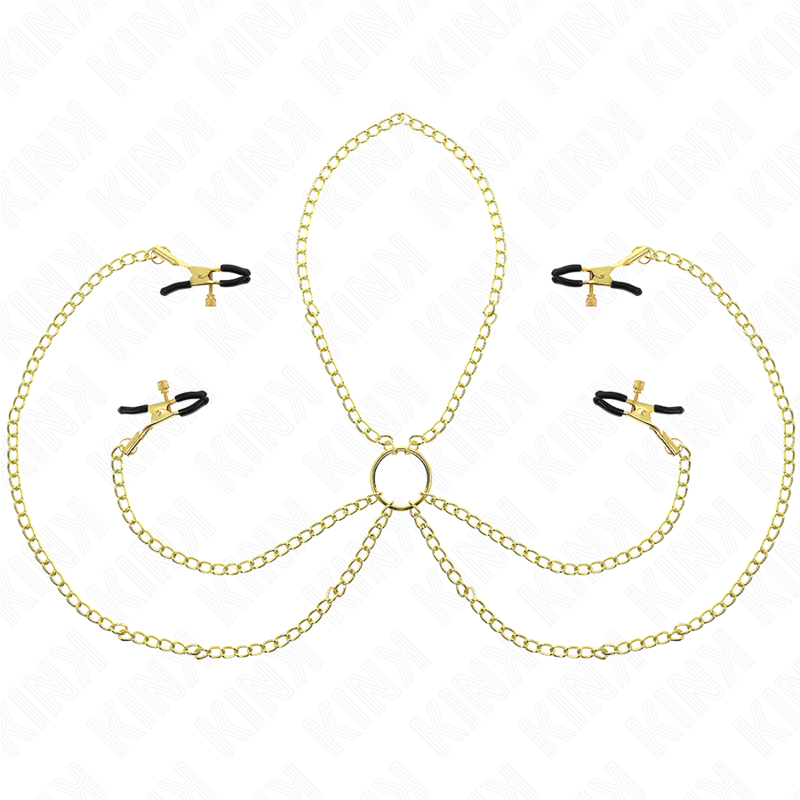 KINK – 4 PINCES À TAMELON ET CLITO RÉGLABLES OR