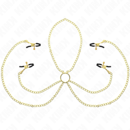 KINK – 4 PINCES À TAMELON ET CLITO RÉGLABLES OR