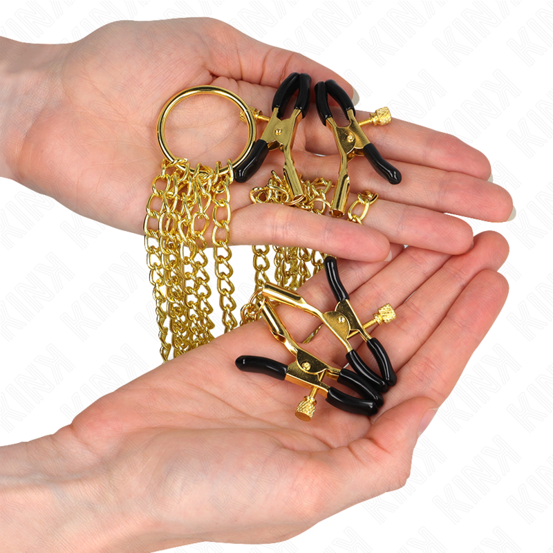 KINK – 4 PINCES À TAMELON ET CLITO RÉGLABLES OR