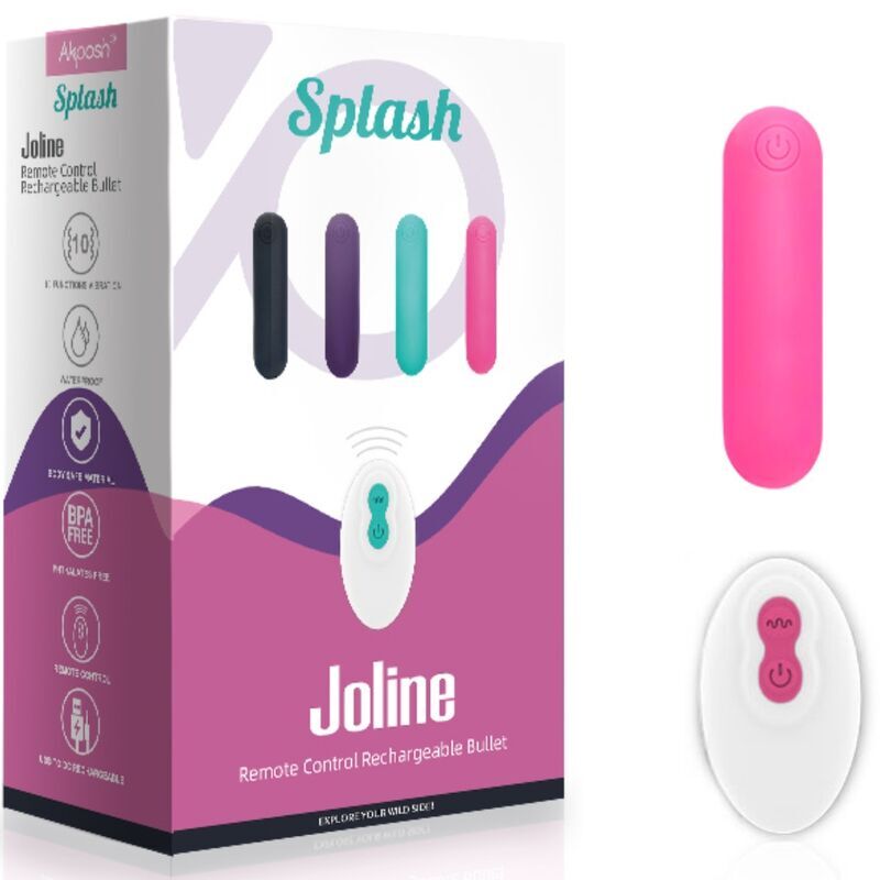 ARMONY – SPLASH JOLINE VIBRATEUR BULLET TÉLÉCOMMANDE EN SILICONE 10 VIBRATIONS 65 X 15 CM ROSE
