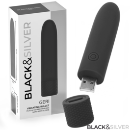 BLACK & SILVER – GERI BULLET VIBRANT RECHARGEABLE USB 8 VIBRATIONS NOIR 10 X 2,2 CM