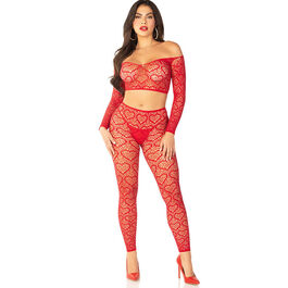 LEG AVENUE – CROP TOP + BAS ROUGE TAILLE UNIQUE