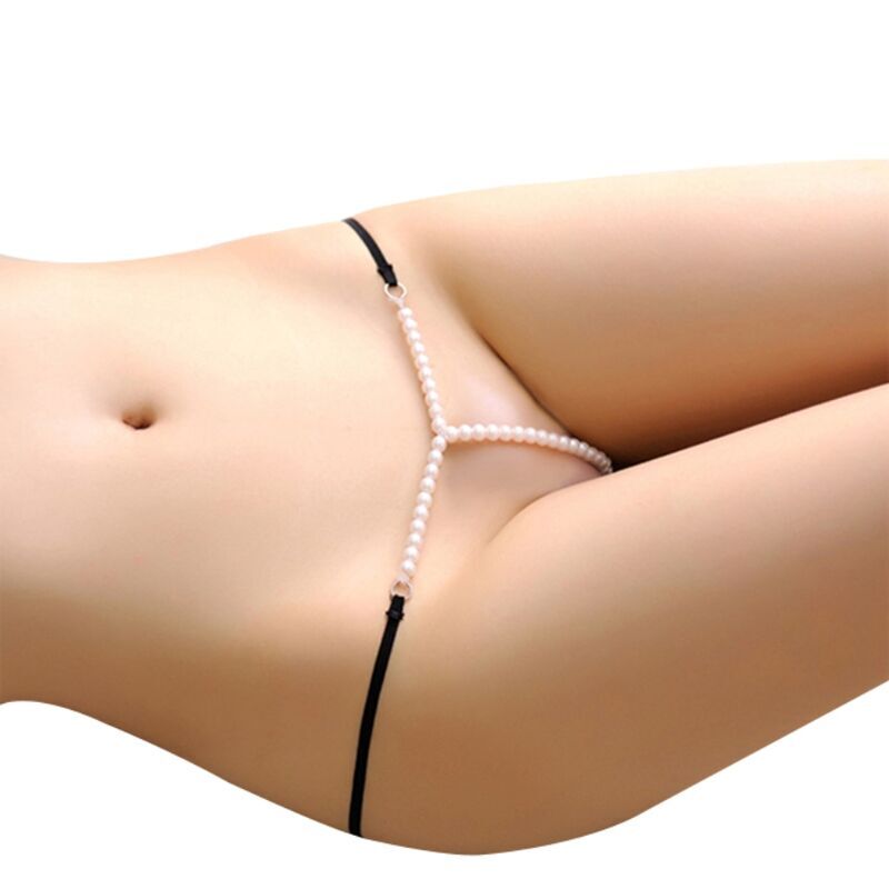 BRUMA SECRET – T160 MICRO STRING PERLES NOIR TAILLE UNIQUE