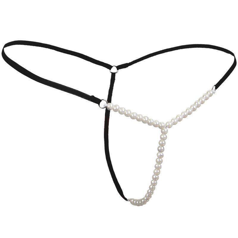 BRUMA SECRET – T160 MICRO STRING PERLES NOIR TAILLE UNIQUE