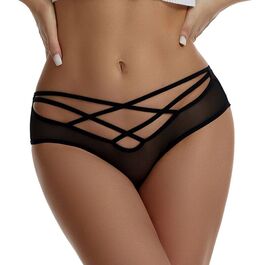 BRUMA SECRET – CULOTTE T200 DENTELLE  BRETELLES HAUTE BRILLANTES NOIR TAILLE UNIQUE