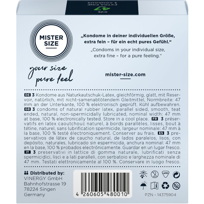 MISTER SIZE – PRÉSERVATIFS TAILLE XS 47 MM (3 UNITÉS)