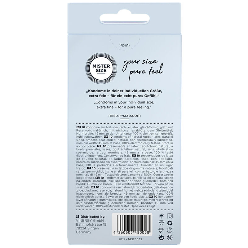 MISTER SIZE – PRÉSERVATIF TAILLE S 49 MM (10 UNITÉS)