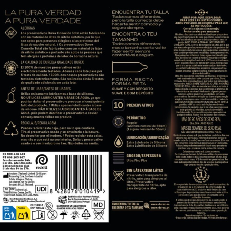 DUREX – CONNEXION TOTALE ULTRA FINE PLUS SANS LATEX 10 UNITÉS