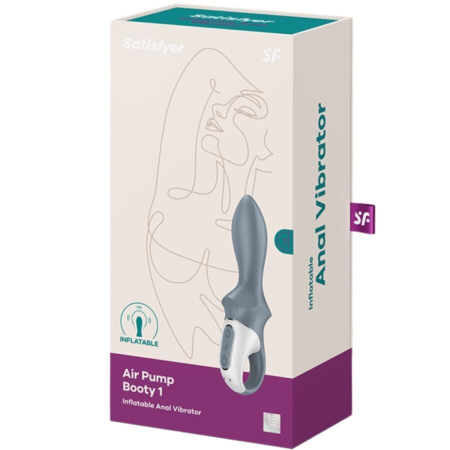 SATISFYER – AIR PUMP BOOTY 1 VIBRATEUR GONFLABLE ANAL GRIS