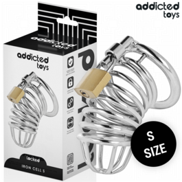 ADDICTED TOYS LOCKED – CAGE À PÉNIS EN MÉTAL IRON CELL 4 CM TAILLE S