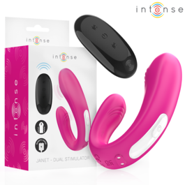 INTENSE – JANET DOUBLE STIMULATEUR ET VIBRATEUR EN U AVEC TÉLÉCOMMANDE ROSE