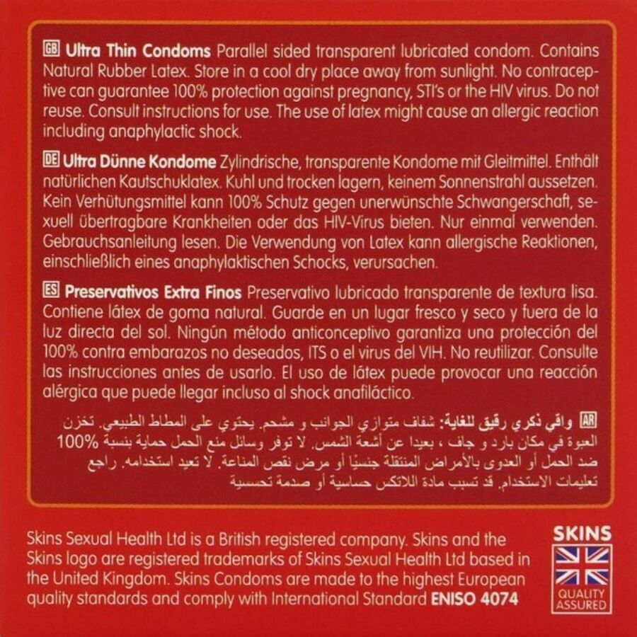 SKINS – PACK DE 4 PRÉSERVATIFS ULTRA FINS PREMIUM