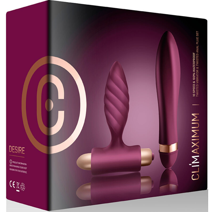 CLIMAXIMUM – KIT DESIRE VIBRATEUR TORSADÉ + PLUG ANAL