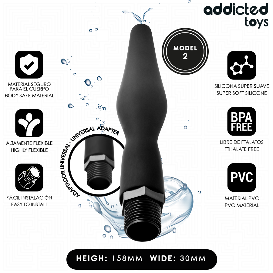ADDICTED TOYS – NETTOYEUR ANAL AVEC ADAPTATEUR UNIVERSEL MODÈLE 2