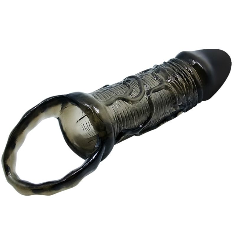 BAILE – HOUSSE DEXTENSION DE PÉNIS AVEC SANGLE POUR TESTICULES NOIR 13.5 CM