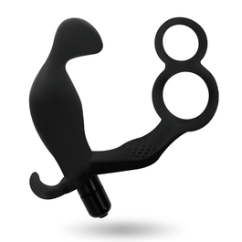 ADDICTED TOYS – PLUG ANAL AVEC DOUBLE ANNEAU PÉNIS ET TESTICULES NOIR