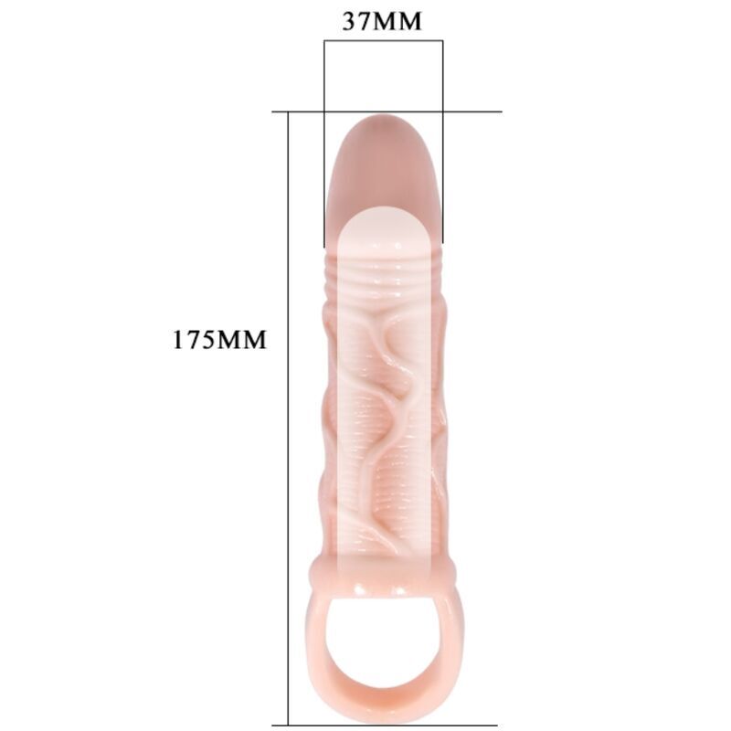 BAILE – GAINE DEXTENSION DE PÉNIS AVEC SANGLE POUR TESTICULES 13,5 CM