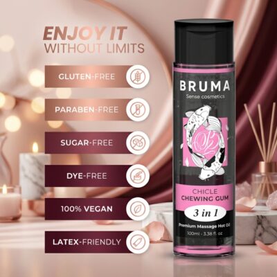 BRUMA - HUILE DE MASSAGE PREMIUM EFFET CHALEUR SAVEUR GOMME 3 EN 1 - 100 ML