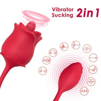 ARMONY - STIMULATEUR D''ASPIRATION ET VIBRATEUR ROSE 2 EN 1 10 MODES AVEC QUEUE ROUGE