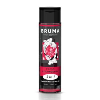 Bruma - Huile de Massage Premium Effet Chaleur Saveur Fraise 3 en 1 - 100 Ml