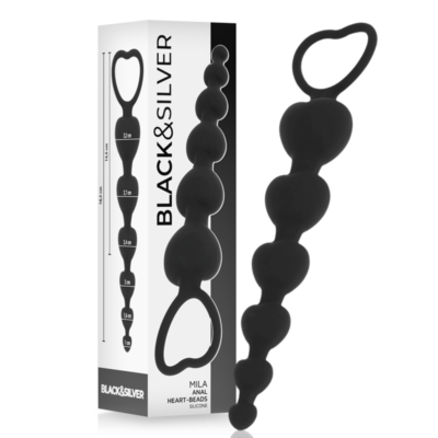 BLACK&SILVER - Chaîne de Coeurs Anal Mila 18 Cm
