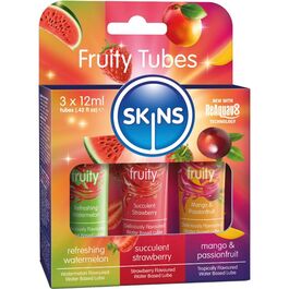 KIT DE LUBRIFIANTS FRUITÉS SKINS - PASTÈQUE, FRAISE ET MANGUE 3 x 12 ML